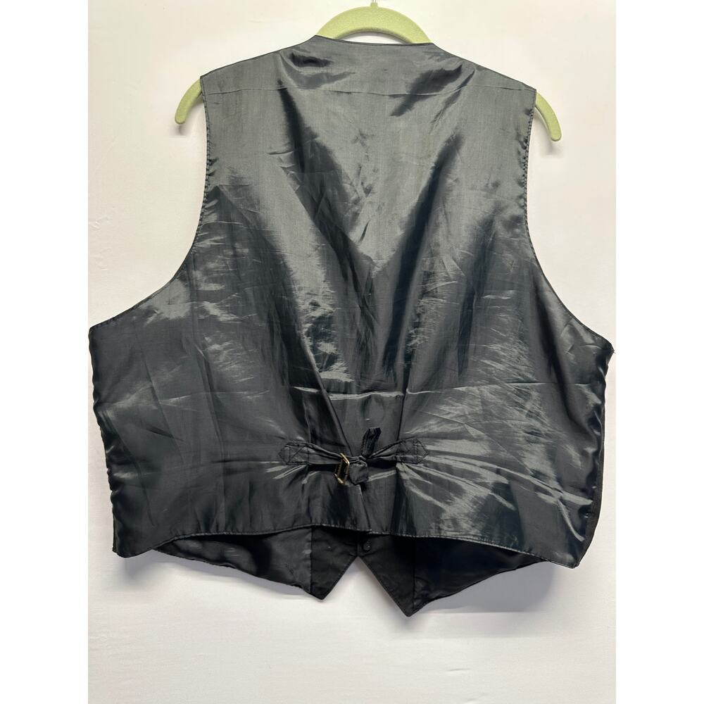 Vintage Black Leather Western Vest XL 🤠 Grunge Rock Worn Patina Y2K Biker Style - Picture 7 of 7